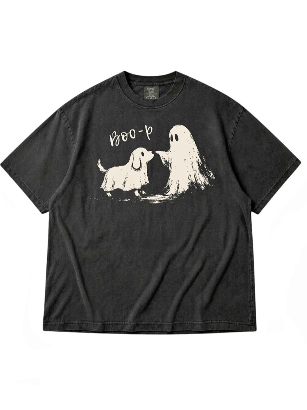 Comfort Colors Ghost Dog Graphic Tee in Black Like New